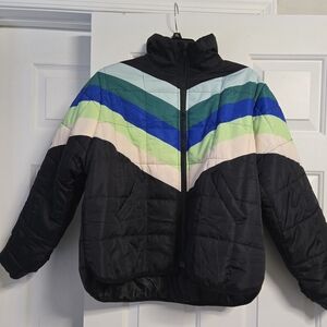 NWOT Retro Striped Puffer Jacket XL